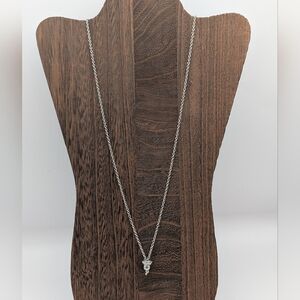 Elegant Silver Tone Charm Necklace